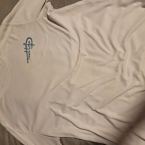 White and Blue Long Sleeve Tee with Minimalist Design